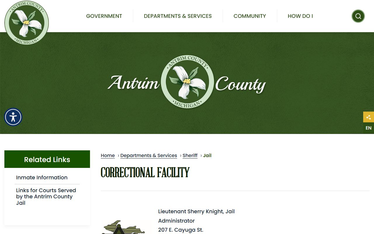 Antrim County inmate population jail facility page